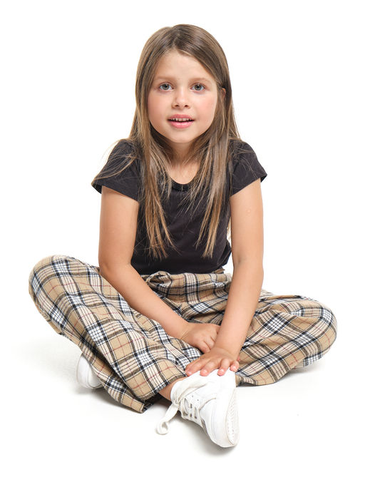 Брюки палаццо спортивные штаны для девочки одежда в клетку UD 7875(5161) кофе/беж клетка - Mini maxi фото 9