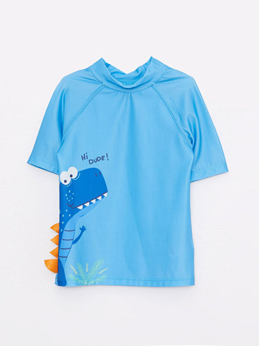 K?sa Kollu Bask?l? Erkek Bebek Y?zme ?st ve ?ort 2li Tak?m - Waikiki фото 2