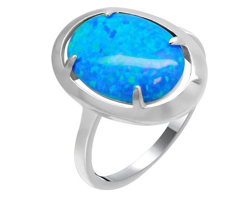 Кольцо из серебра опал синий, МОВ0290