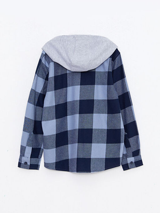 Kap??onlu Ekose Uzun Kollu Gabardin Erkek ?ocuk G?mlek - Waikiki фото 2