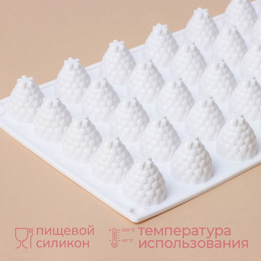 Форма для муссовых десертов и выпечки KONFINETTA Ежевика, силикон, 29?16?2,5 см, 35 ячеек (2,8?2,5 см), цвет белый  фото 2