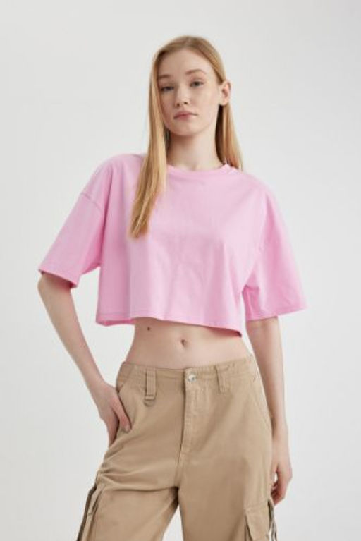 Coool Loose Fit Bisiklet Yaka Basic Duz K?sa Kollu Tisort