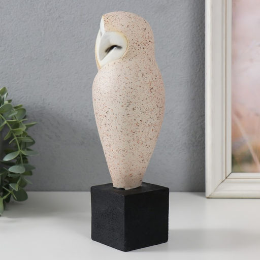 Фигурка полистоун «Сова: Обыкновенная сипуха на пеньке», песочный, 8.5×7×19 см