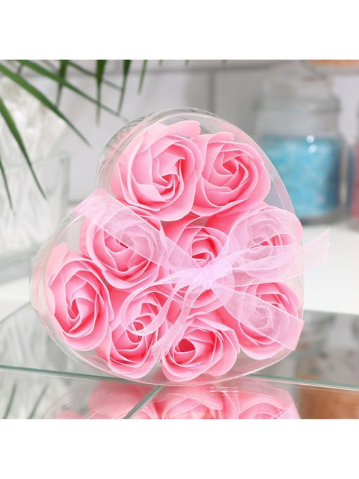 Мыльные розочки, розовые, набор 9 шт.