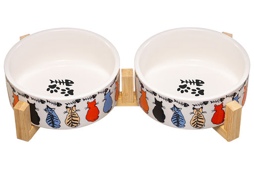 Набор 2 мисок для домашних питомцев 450 мл 28*14,5*6,5 см, с бамбуковой подставкой - Elan gallery фото 5