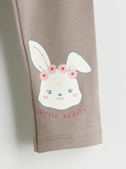 Beli Lastikli Bask?l? K?z Bebek Tayt 2li