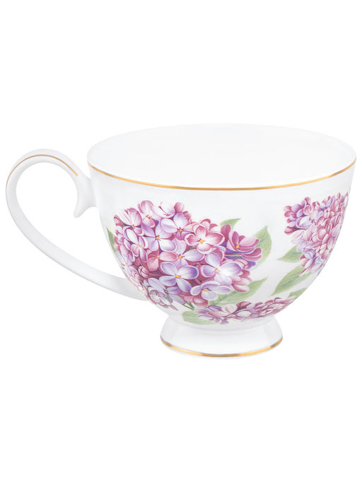 Чайная пара 2 пр. 300 мл 12,5*9,5*7 см "Сирень" на ножке, фарфор NEW BONE CHINA