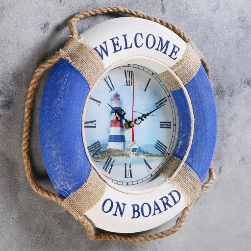 Часы настенные интерьерные «Буртик», морские, дискретный ход, d=30 см, 30×30 см, от батарейки 1×АА