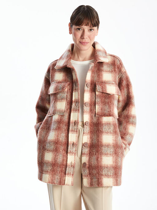 Ekose Oversize Kad?n Pel?? G?mlek Ceket