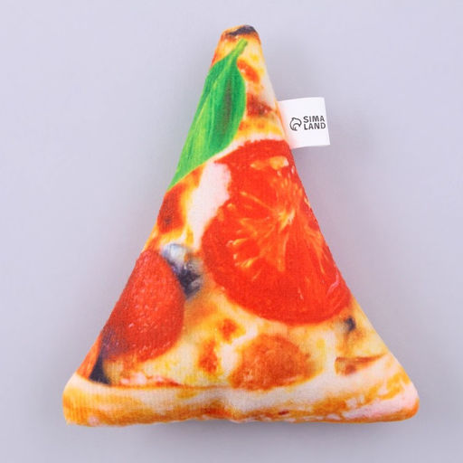 Игрушка для собак с пищалкой Пицца из текстиля, 11,5 х 14 см