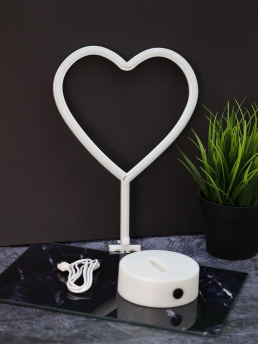 Неоновый LED ночник настольный "Heart", розовое свечение (30,5х20 см)