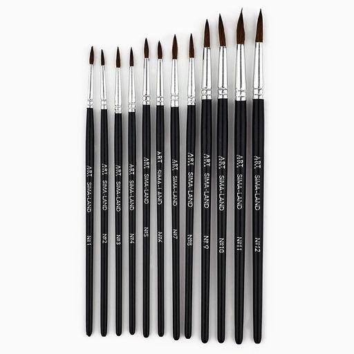 Кисть для рисования, пони круглые, набор 12 шт. № 1.2,3.4,5.6,7.8,9.10,11.12«Климт»