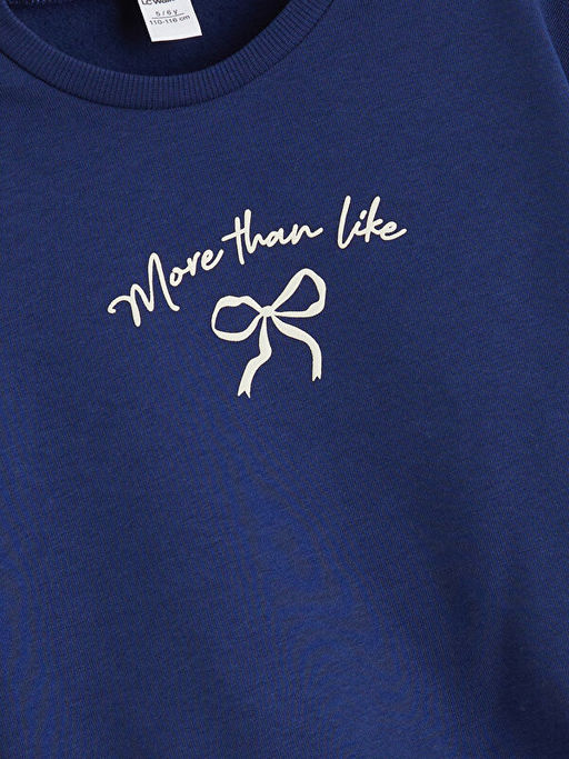 Bisiklet Yaka Uzun Kollu Bask?l? K?z ?ocuk Sweatshirt