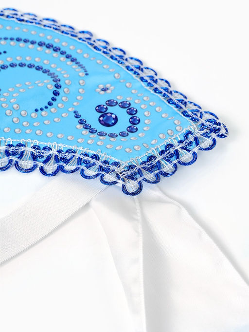 Кокошник карнавальный голубой с бусинами