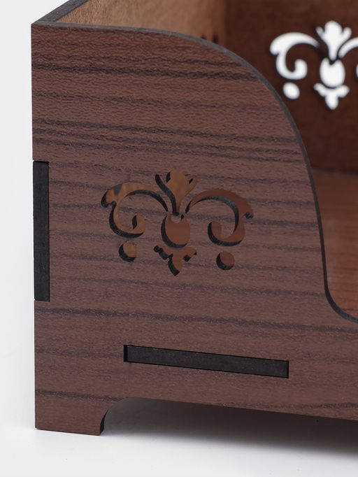 Салфетница деревянная Доляна «Орех», 12.5×12.5 см, с салфетками, коричневая