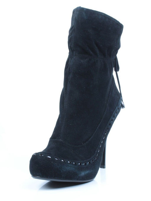 02-002-501/1/21 BLACK Полусапоги женские (натуральная замша,байка) - Фабричный китай фото 3