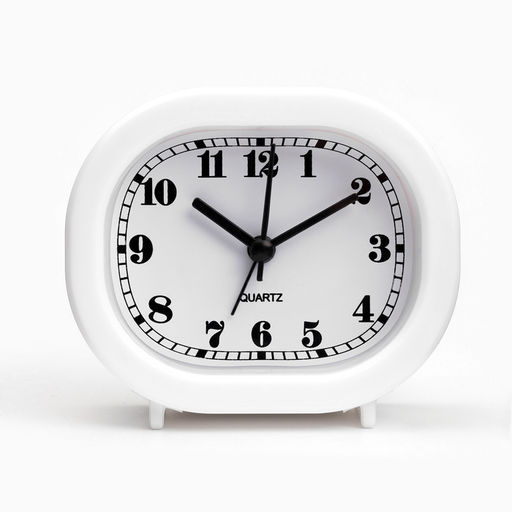 Часы - будильник настольные «Классика», на ножках, 10×8.5 см, белые