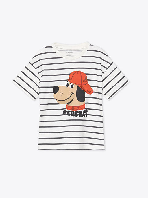 Bisiklet Yaka Bask?l? Erkek Bebek Ti??rt ve ?ort 2li Tak?m - Waikiki фото 2