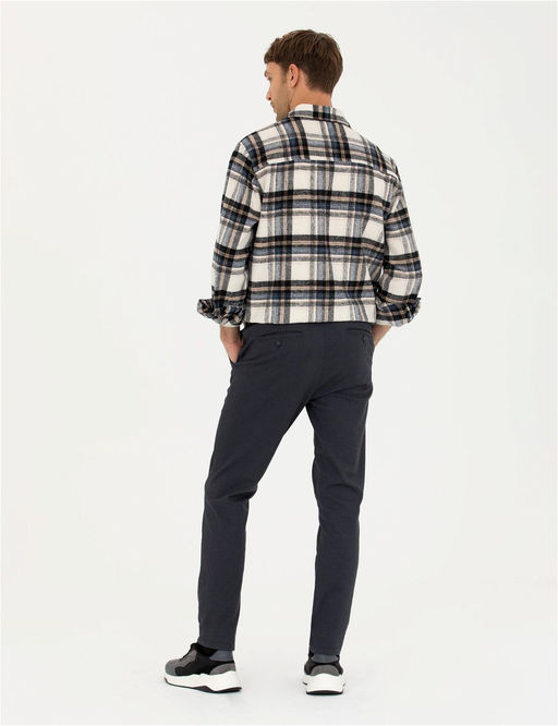 Lacivert Slim Fit Kanvas Pantolon