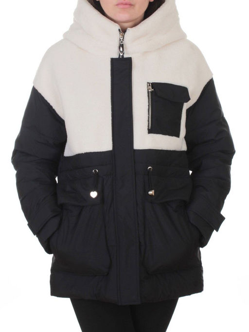 7716 BLACK/WHITE Куртка зимняя женская (150 гр. синтепон)