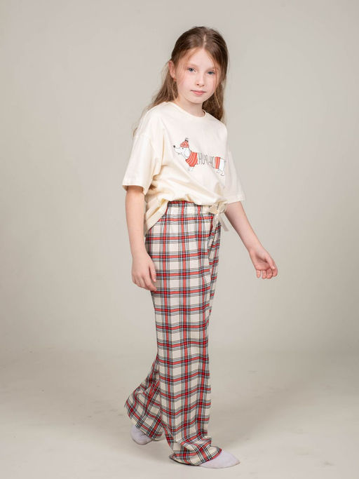 Брюки пижамные детские 1111 молочная клетка 390 Be Friends  фото 4