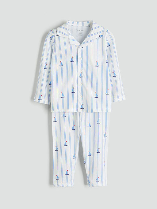 Resort Yaka ?izgili Erkek Bebek Pijama Tak?m