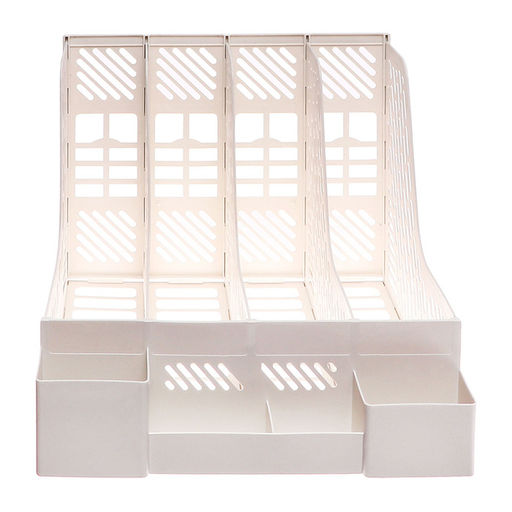 Лоток для бумаг Calligrata, А4, вертикальный, с отделениями для пишущих принадлежностей, 4 отделения, белый