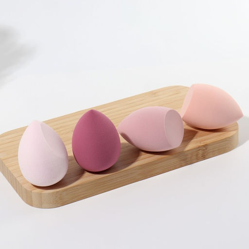 Спонжи для макияжа, набор - 4 шт., увеличиваются при намокании, розовые