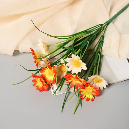 Цена за 2 шт. Букет искусственный Яркие ромашки, 28 см, МИКС