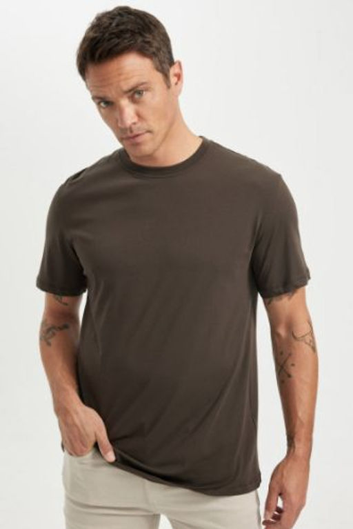 New Regular Fit Bisiklet Yaka Basic Duz %100 Pamuk K?sa Kollu Tisort