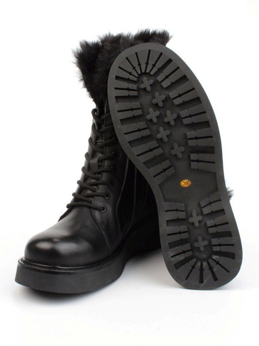 04-YPM5834A BLACK Ботинки зимние женские (натуральная кожа, натуральный мех)