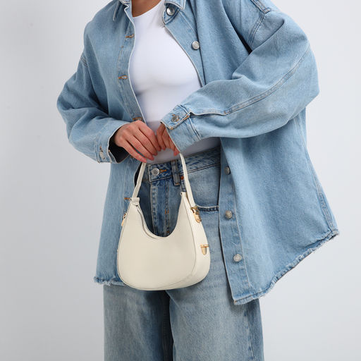 Сумка женская багет на молнии, 20.5×7×10.5 см, белая