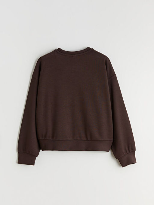 Bisiklet Yaka New York Bask?l? K?z ?ocuk Soft Touch Sweatshirt