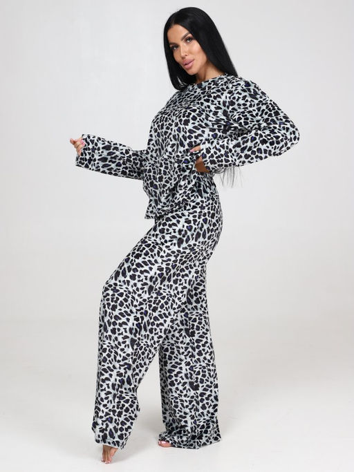 450 ЖЕНСКАЯ ПИЖАМА (брюки) (Серый леопард) - А-дина фото 4