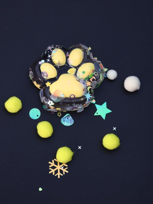 Мялка - антистресс Таба ЛАПКА со звёздочками, жёлтая, 6 x 7,3 см