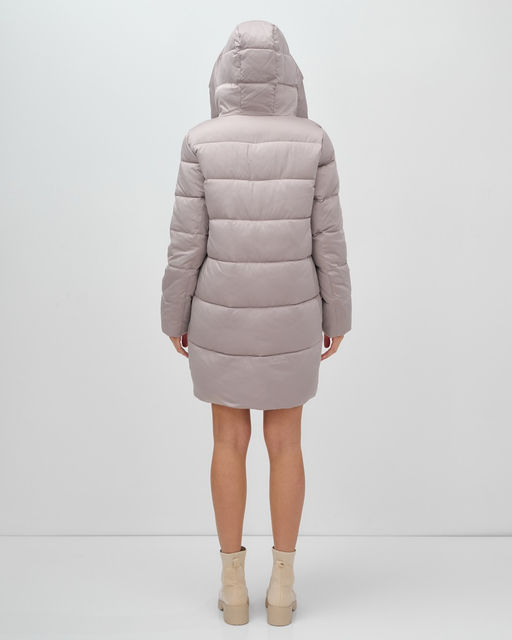 Куртка зимняя женская классическая с капюшоном светло-коричневого цвета 7671SK - Visdeer фото 7