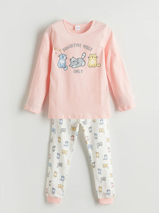 Bisiklet Yaka K?z ?ocuk Pijama Tak?m?