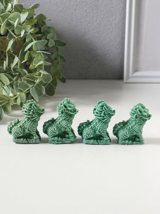 Набор фигурок 4 шт. «Собаки Фу», полистоун, зелёный, 2.3×4.5×5 см