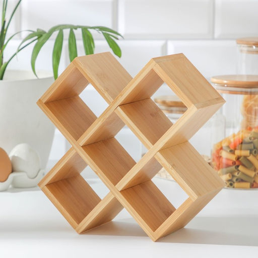 Набор банок стеклянных для сыпучих продуктов с бамбуковыми крышками Эко, 350 мл, на подставке, 5 шт - Simaland фото 4