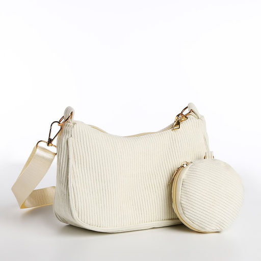 Сумка-багет на молнии, цвет молочный - Nazamok фото 5