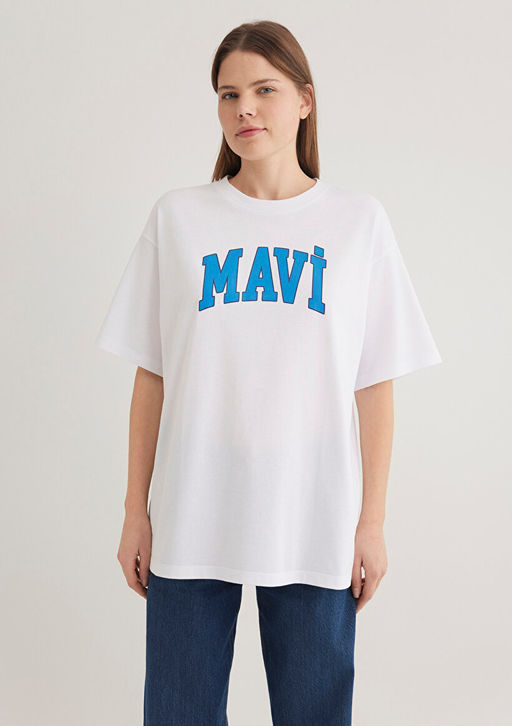 Mavi Logo Bask?l? Beyaz Tisort  фото 3