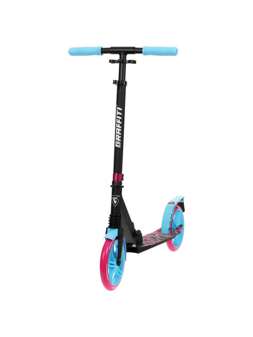 Самокат городской GRAFFITI Lux 200, складной, колёса PU 200 мм, амортизатор передний, ABEC 11 Carbon, чёрный, розовый