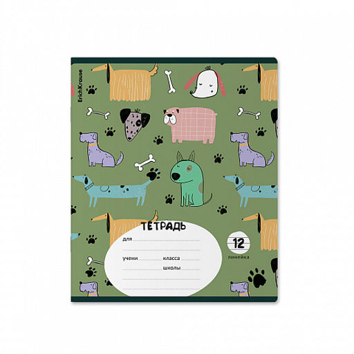 Цена за 10 шт. Тетрадь школьная ученическая ErichKrause Animalism, 12 листов, линейка (в плёнке по 10 шт.)_MIX-PACK  фото 4