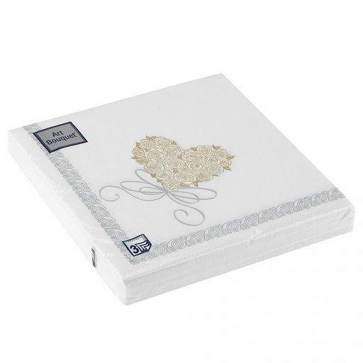 Салфетки бумажные "Art Bouquet" 33х33см, 3-х слойные, 20 штук в упаковке, 100% целлюлоза, "Сердце для любимой" (Россия)