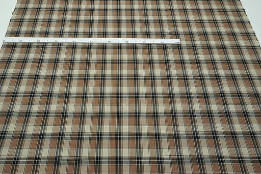Фуле Клетка цв.карамельно-коричневый/бежевый/черный, ш.1.45м, хлопок-95%, п/э-5%, 150гр/м.кв - Купава фото 8