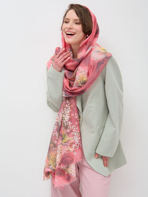 Большой красивый палантин. Рисунок нанесен вручную.ШЕЛК ВИСКОЗА ХЛОПОК - Tantino фото 8