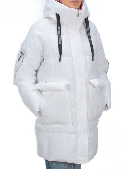 2197 WHITE Пуховик женский зимний AIKESDFRS (холлофайбер)
