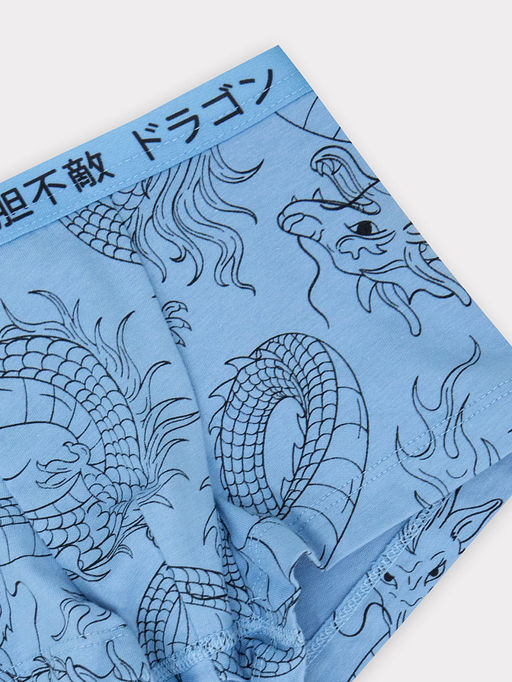 Цена за 2 штуки! Трусы для мальчиков боксеры голубые с принтом драконы - Mark formelle фото 3