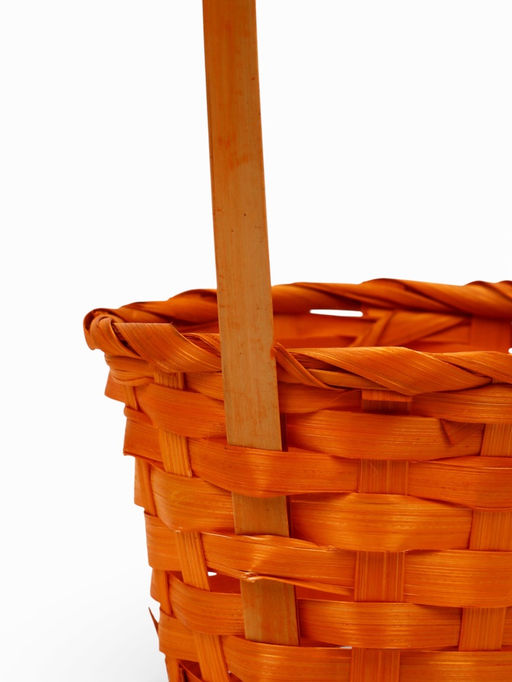 Цена за 2 шт. Корзина плетёная для хранения, 13×13×9.5 см, ручка h=21 см, бамбуковая, оранжевая, Greengo