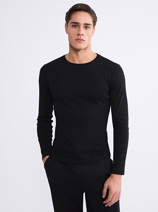 Bisiklet Yaka Uzun Kollu Erkek Ti??rt